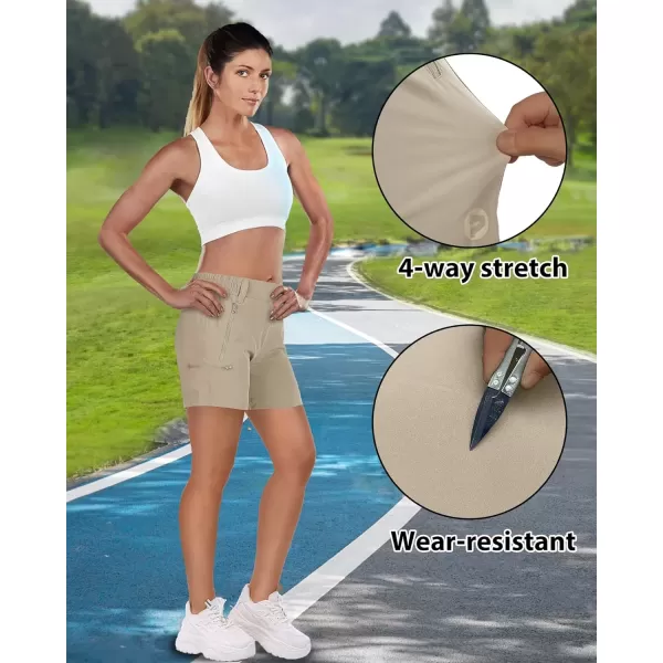 imageOutdoor Ventures Womens Hiking Shorts Stretch Lightweight Golf Shorts Quick Dry UPF 50 5 inch Cargo Short for CampingWoody Brown