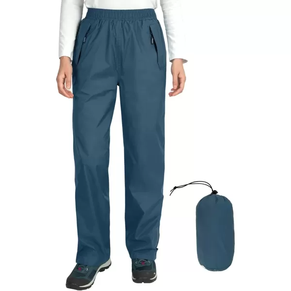 imageOutdoor Ventures Womens Rain Pants Packable Waterproof Hiking Pants Windproof Breathable Outdoor Rain Over PantsDark Blue