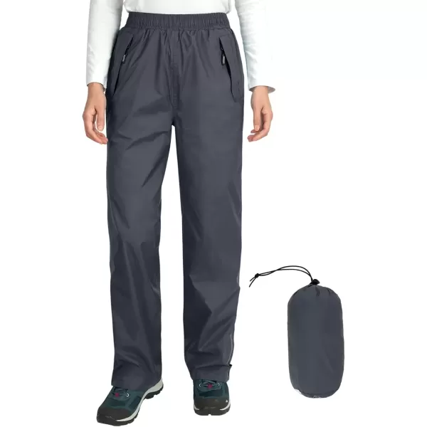 imageOutdoor Ventures Womens Rain Pants Packable Waterproof Hiking Pants Windproof Breathable Outdoor Rain Over PantsGrey