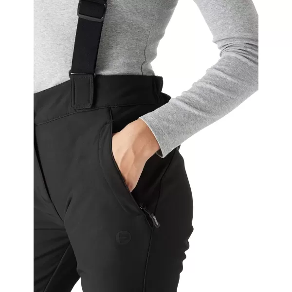 imageOutdoor Ventures Womens Ski Snow Bib Pants Warm Insulated Waterproof Snowboard Softshell Pants with Detachable BibBlack