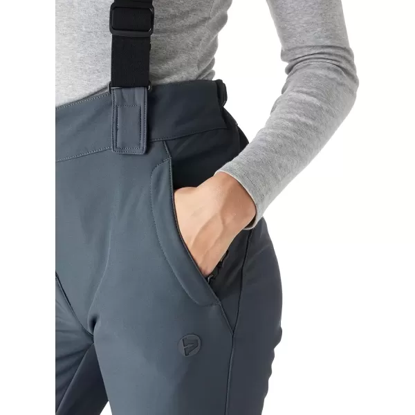 imageOutdoor Ventures Womens Ski Snow Bib Pants Warm Insulated Waterproof Snowboard Softshell Pants with Detachable BibDim Grey
