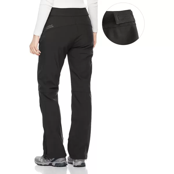 imageOutdoor Ventures Womens Sleek Waterproof Softshell Fleece Lined Ski Snow Insulated High Rise Hiking Pants with Bottom ZipperNew Black  Velcro Waistband