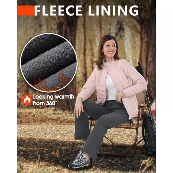 imageOutdoor Ventures Womens Sleek Waterproof Softshell Fleece Lined Ski Snow Insulated High Rise Hiking Pants with Bottom ZipperNew Dark Grey  Elastic Waistband