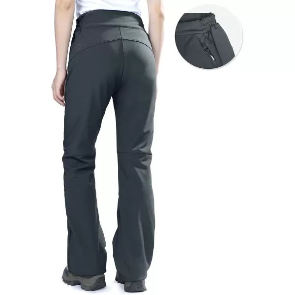 imageOutdoor Ventures Womens Sleek Waterproof Softshell Fleece Lined Ski Snow Insulated High Rise Hiking Pants with Bottom ZipperNew Dim Grey  Elastic Waistband