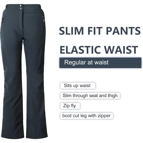 imageOutdoor Ventures Womens Sleek Waterproof Softshell Fleece Lined Ski Snow Insulated High Rise Hiking Pants with Bottom ZipperNew Dim Grey  Elastic Waistband
