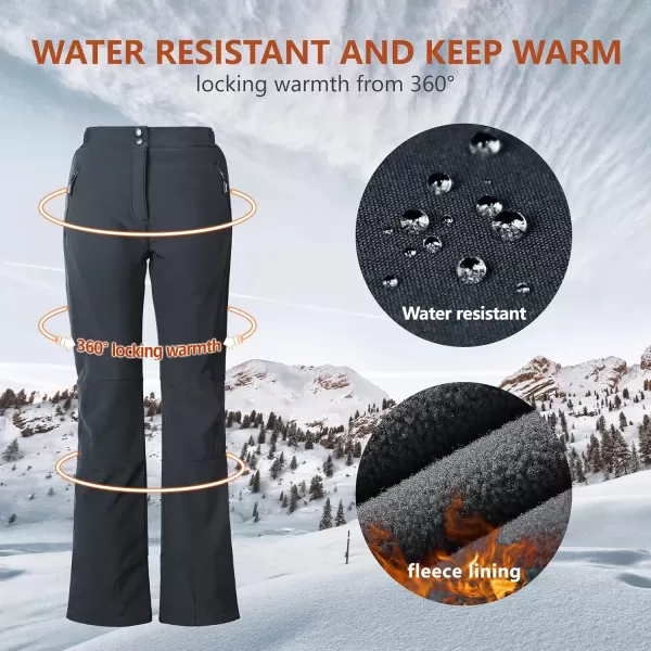 imageOutdoor Ventures Womens Sleek Waterproof Softshell Fleece Lined Ski Snow Insulated High Rise Hiking Pants with Bottom ZipperNew Dim Grey  Elastic Waistband