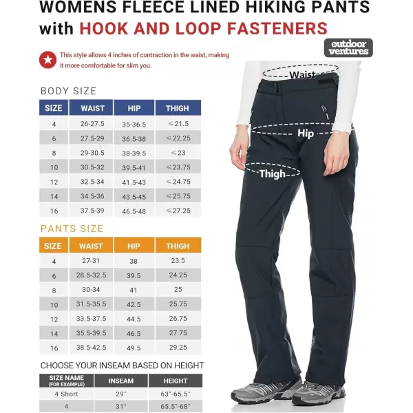 imageOutdoor Ventures Womens Sleek Waterproof Softshell Fleece Lined Ski Snow Insulated High Rise Hiking Pants with Bottom ZipperNew Dim Grey  Velcro Waistband