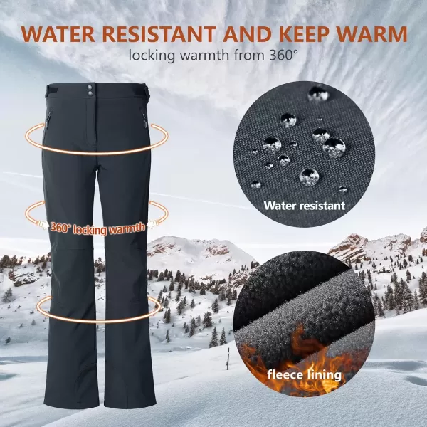 imageOutdoor Ventures Womens Sleek Waterproof Softshell Fleece Lined Ski Snow Insulated High Rise Hiking Pants with Bottom ZipperNew Dim Grey  Velcro Waistband