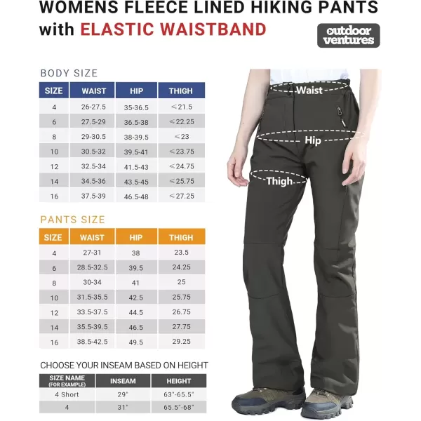 imageOutdoor Ventures Womens Sleek Waterproof Softshell Fleece Lined Ski Snow Insulated High Rise Hiking Pants with Bottom ZipperNew Grey  Elastic Waistband