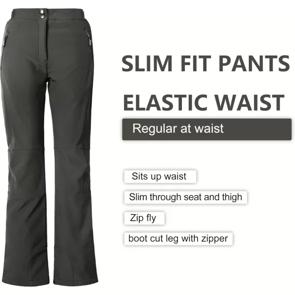 imageOutdoor Ventures Womens Sleek Waterproof Softshell Fleece Lined Ski Snow Insulated High Rise Hiking Pants with Bottom ZipperNew Grey  Elastic Waistband