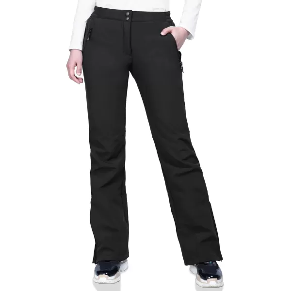 imageOutdoor Ventures Womens Snow Pants Waterproof Windproof Outdoor Fleece Lined Softshell Insulated Ski Pants with Boot GaitersBlack New Versione