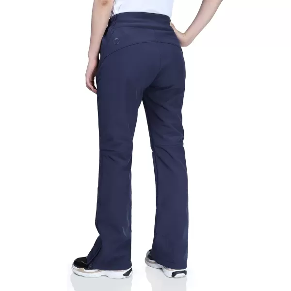 imageOutdoor Ventures Womens Snow Pants Waterproof Windproof Outdoor Fleece Lined Softshell Insulated Ski Pants with Boot GaitersNavy New Versione
