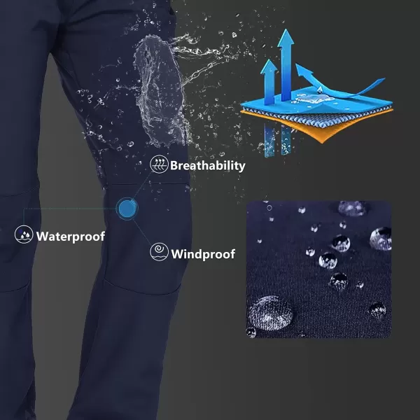 imageOutdoor Ventures Womens Snow Pants Waterproof Windproof Outdoor Fleece Lined Softshell Insulated Ski Pants with Boot GaitersNavy New Versione