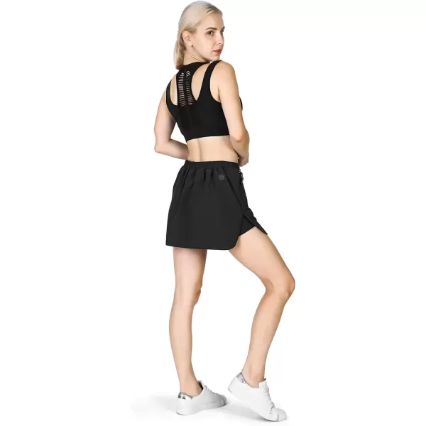 imageOutdoor Ventures Womens Tennis Skirts with Pockets Golf Skort Workout Athletic Running Hiking Skirts with ShortsBlack