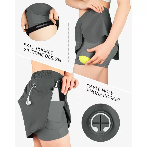 imageOutdoor Ventures Womens Tennis Skirts with Pockets Golf Skort Workout Athletic Running Hiking Skirts with ShortsGreyupgrade