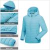 imageOutdoor Ventures Womens Packable Lightweight FullZip Puffer Jacket with Hood Quilted Winter CoatLight Bluefold in Pocket
