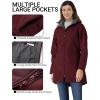 imageOutdoor Ventures Womens Softshell Jacket with Removable Hood Fleece Lined Windbreaker Insulated Long Warm Rain JacketWine