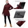 imageOutdoor Ventures Womens Softshell Jacket with Removable Hood Fleece Lined Windbreaker Insulated Long Warm Rain JacketWine