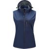 imageOutdoor Ventures Womens Hooded Lightweight Softshell Vest Windproof Fleece Lined Sleeveless Jacket for Golf Running TravelBlue
