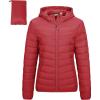 imageOutdoor Ventures Womens Packable Lightweight FullZip Puffer Jacket with Hood Quilted Winter CoatRedfold in Pocket