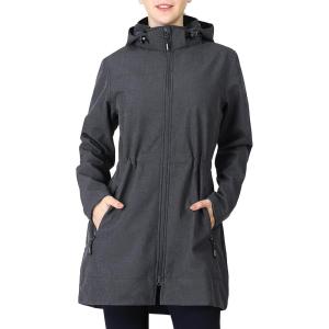imageOutdoor Ventures Womens Softshell Jacket with Removable Hood Fleece Lined Windbreaker Insulated Long Warm Rain JacketDark Grey Heather