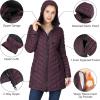 imageOutdoor Ventures Womens Maryan Hooded Ultra Lightweight Warm Thermolite Long Puffer CoatPurplematteavg32 Mid Length