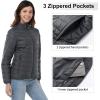 imageOutdoor Ventures Womens Packable FullZip Short Puffer Jacket Insulated Quilted Warm Lightweight Winter CoatDark Grey Heatherfold in Pocket