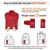 imageOutdoor Ventures Womens Packable FullZip Short Puffer Jacket Insulated Quilted Warm Lightweight Winter CoatRedfold in Pocket