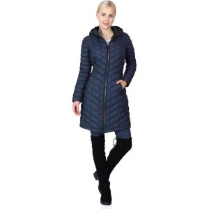 imageOutdoor Ventures Womens Maryan Hooded Ultra Lightweight Warm Thermolite Long Puffer CoatNavymatteavg36 Long Length