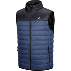 imageOutdoor Ventures Mens Lightweight Puffer Vest Outerwear Warm Quilted Sleeveless Packable Winter Jacket for Hiking RunningBlackBlue