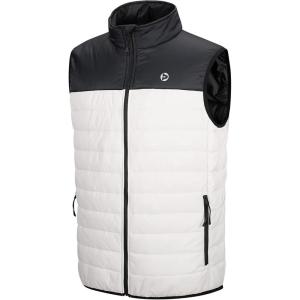 imageOutdoor Ventures Mens Lightweight Puffer Vest Outerwear Warm Quilted Sleeveless Packable Winter Jacket for Hiking RunningBlackWhite