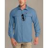 imageOutdoor Ventures Mens UPF 50 UV Sun Protection Shirt Long Sleeve Hiking Fishing Shirt Cooling Quick Dry for Safari TravelBluestone