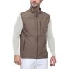 imageOutdoor Ventures Mens Running Vest Outerwear Lightweight Windproof FleeceLined Softshell Sleeveless Jacket for GolfLight Brown7 Pockets