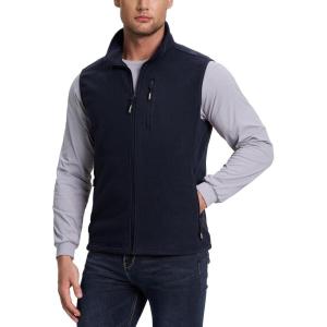 imageOutdoor Ventures Mens FullZip Lightweight Polar Fleece Vest Outerwear with 5 Pockets Warm Winter Sleeveless Jacket CasualNavy