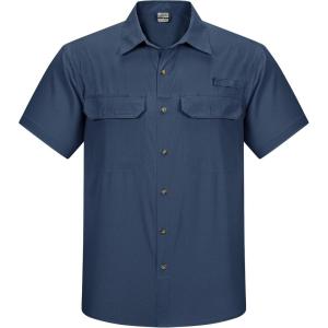 imageOutdoor Ventures Mens Lightweight Short Sleeve Fishing Shirt UPF 50 Button Down Quick Dry Cooling Hiking Travel Safari ShirtNavy