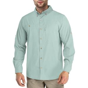 imageOutdoor Ventures Mens Long Sleeve Hiking Shirt UPF 50 UV Sun Protection Shirt Cooling Quick Dry for Travel Fishing SafariMint Green