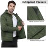 imageOutdoor Ventures Mens Lightweight Packable Hooded Puffer Jacket Insulated Winter Coat for Snow Ski TravelingArmy Greenfold in Pocket