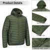 imageOutdoor Ventures Mens Lightweight Packable Hooded Puffer Jacket Insulated Winter Coat for Snow Ski TravelingArmy Greenfold in Pocket