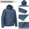 imageOutdoor Ventures Mens Lightweight Packable Hooded Puffer Jacket Insulated Winter Coat for Snow Ski TravelingBluefold in Bag