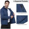 imageOutdoor Ventures Mens Lightweight Packable Hooded Puffer Jacket Insulated Winter Coat for Snow Ski TravelingCollegiate Navyfold in Pocket