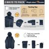 imageOutdoor Ventures Mens Lightweight Packable Hooded Puffer Jacket Insulated Winter Coat for Snow Ski TravelingDark Denimfold in Pocket Or Bag