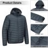 imageOutdoor Ventures Mens Lightweight Packable Hooded Puffer Jacket Insulated Winter Coat for Snow Ski TravelingDark Greyfold in Bag