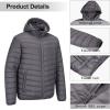 imageOutdoor Ventures Mens Lightweight Packable Hooded Puffer Jacket Insulated Winter Coat for Snow Ski TravelingGreyfold in Pocket