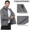imageOutdoor Ventures Mens Lightweight Packable Hooded Puffer Jacket Insulated Winter Coat for Snow Ski TravelingGreyfold in Pocket