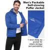 imageOutdoor Ventures Mens Lightweight Packable Hooded Puffer Jacket Insulated Winter Coat for Snow Ski TravelingLoyal Bluefold in Pocket Or Bag