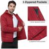 imageOutdoor Ventures Mens Lightweight Packable Hooded Puffer Jacket Insulated Winter Coat for Snow Ski TravelingMountain Redfold in Pocket