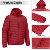imageOutdoor Ventures Mens Lightweight Packable Hooded Puffer Jacket Insulated Winter Coat for Snow Ski TravelingMountain Redfold in Pocket