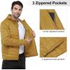 imageOutdoor Ventures Mens Lightweight Packable Hooded Puffer Jacket Insulated Winter Coat for Snow Ski TravelingPalm Yellowfold in Pocket