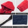 imageOutdoor Ventures Mens Lightweight Packable Hooded Puffer Jacket Insulated Winter Coat for Snow Ski TravelingRedWhiteBluefold in Pocket