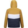 imageOutdoor Ventures Mens Lightweight Packable Hooded Puffer Jacket Insulated Winter Coat for Snow Ski TravelingYellowWhiteBluefold in Pocket
